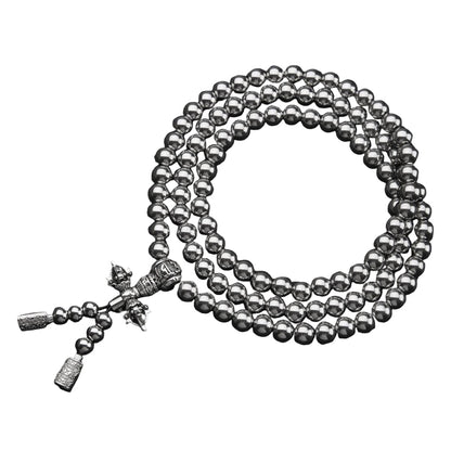 Stainless Steel Buddhism Mala Necklace - Self-Defense EDC Tool, Lucky Amulet