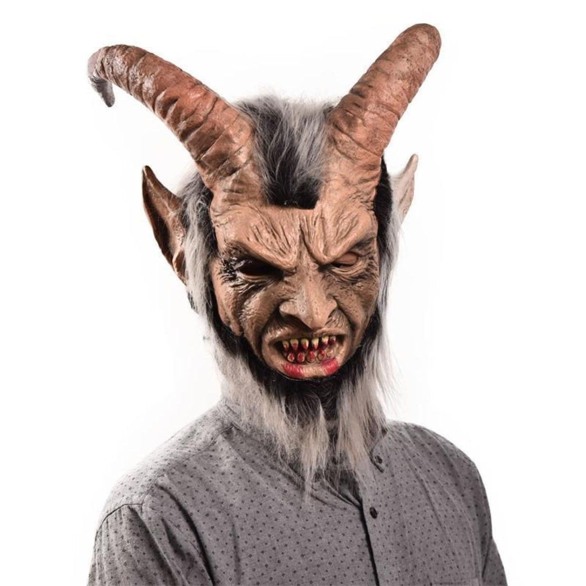 Horned Infernal Demon Full-Head Latex Mask view 1