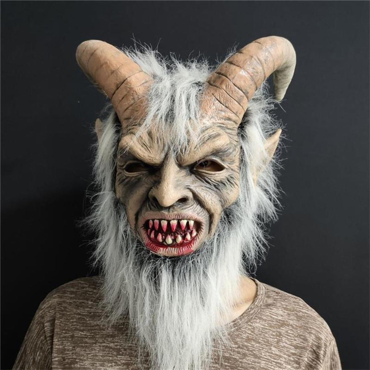 Horned Infernal Demon Full-Head Latex Mask view 3