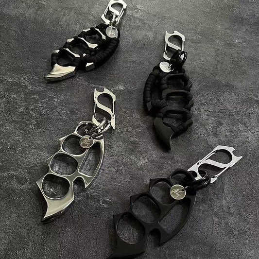 DefendGear keychain EDC knuckle accessory in silver and black