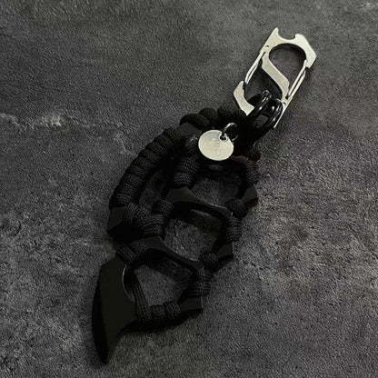 Black paracord wrapped keychain EDC knuckle accessory