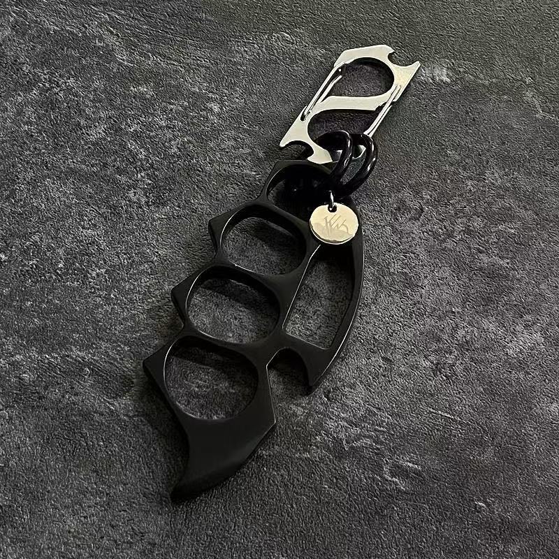 Black keychain EDC knuckle accessory with metal clip