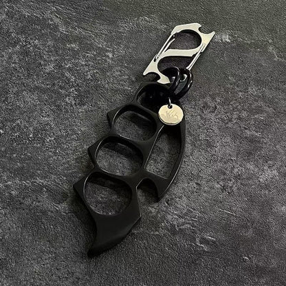 Black keychain EDC knuckle accessory with metal clip