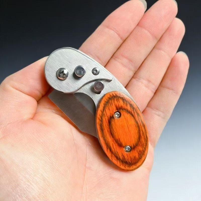 Mini wood handle folding EDC utility tool hand scale
