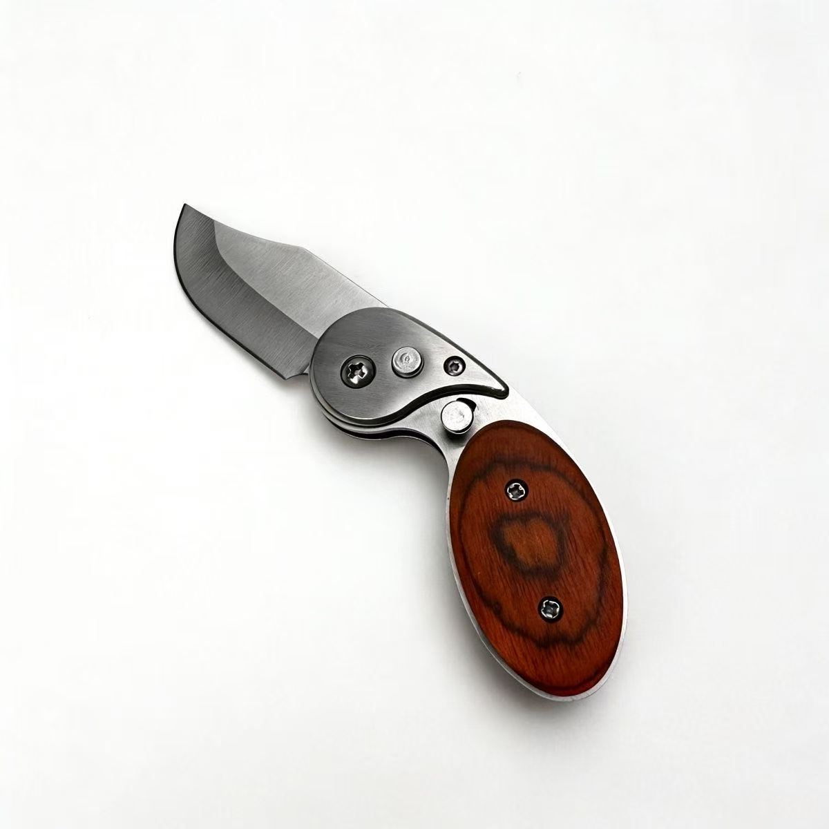 Mini wood handle folding EDC utility tool main view
