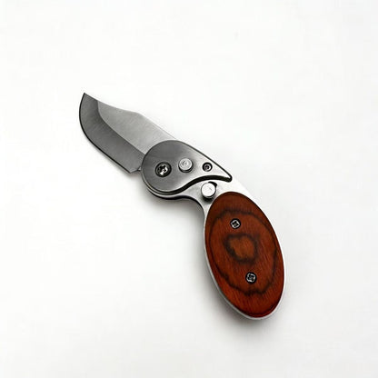 Mini wood handle folding EDC utility tool main view