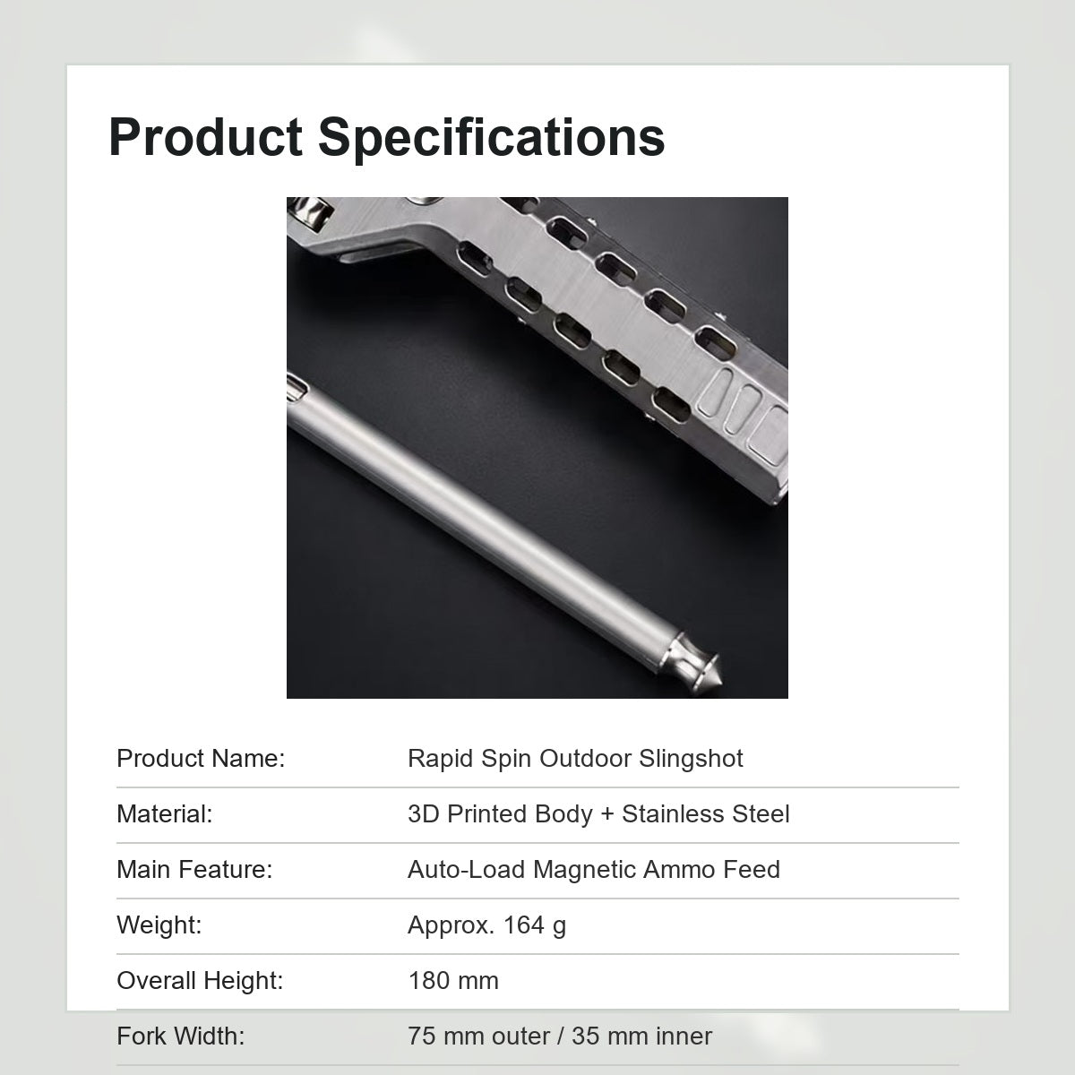 Rapid Spin Outdoor Slingshot product specifications