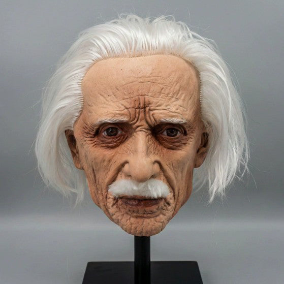 Realistic genius old man silicone Halloween mask view 2
