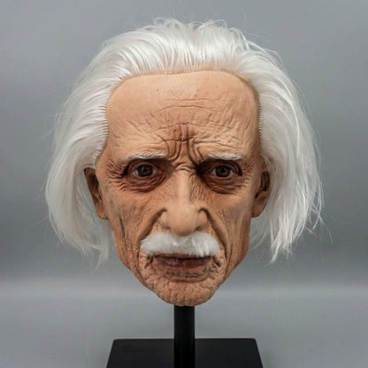 Realistic genius old man silicone Halloween mask view 2