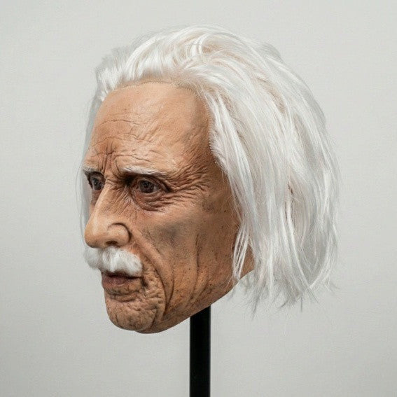 Realistic genius old man silicone Halloween mask view 3