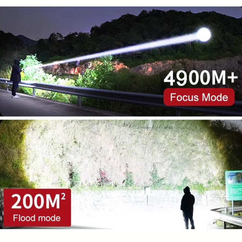 7500 Lumens Tactical LED Flashlight – USB Rechargeable Zoomable Light
