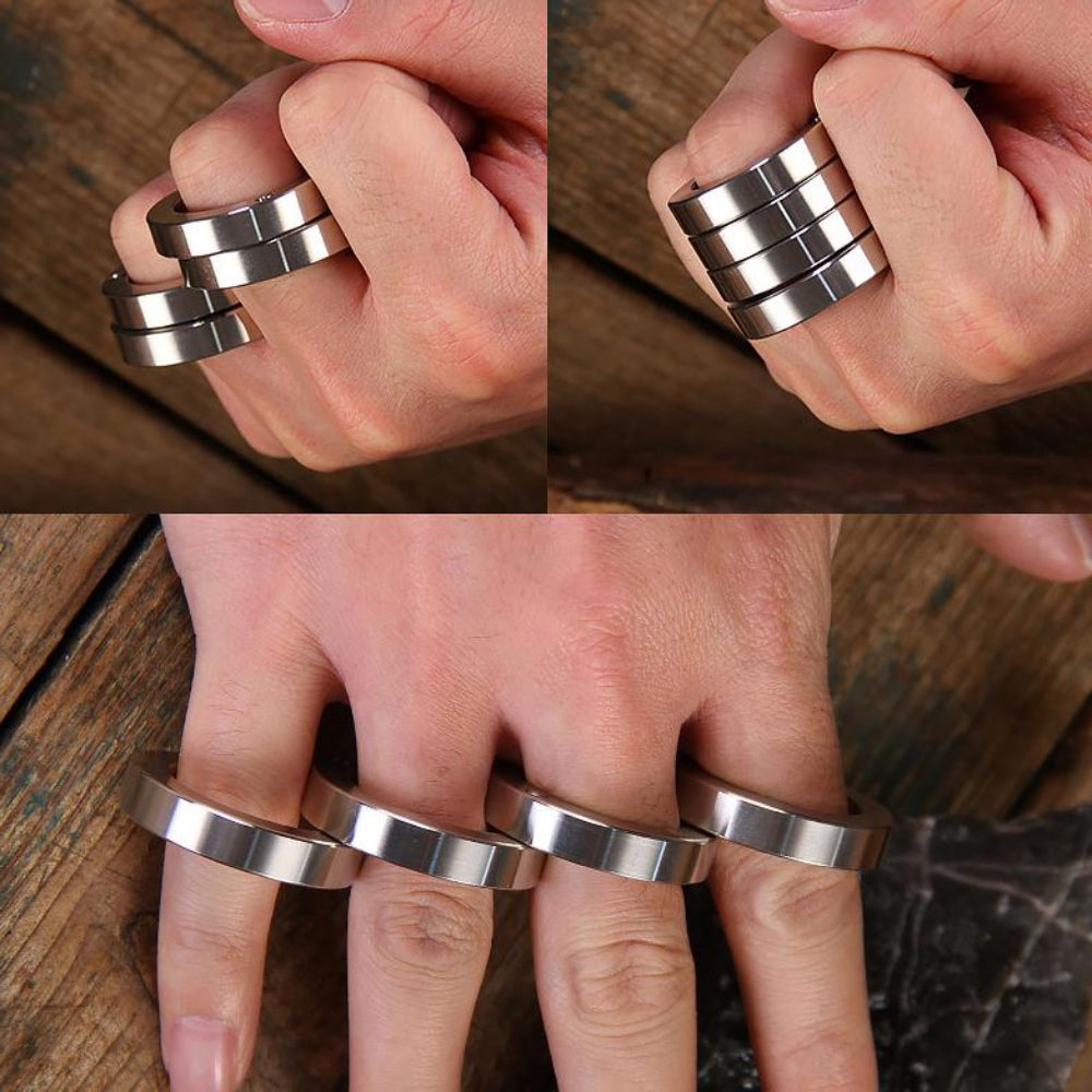 Transformable Self-Defense Brass Knuckles Ring - Zinc Alloy or Stainless Stee