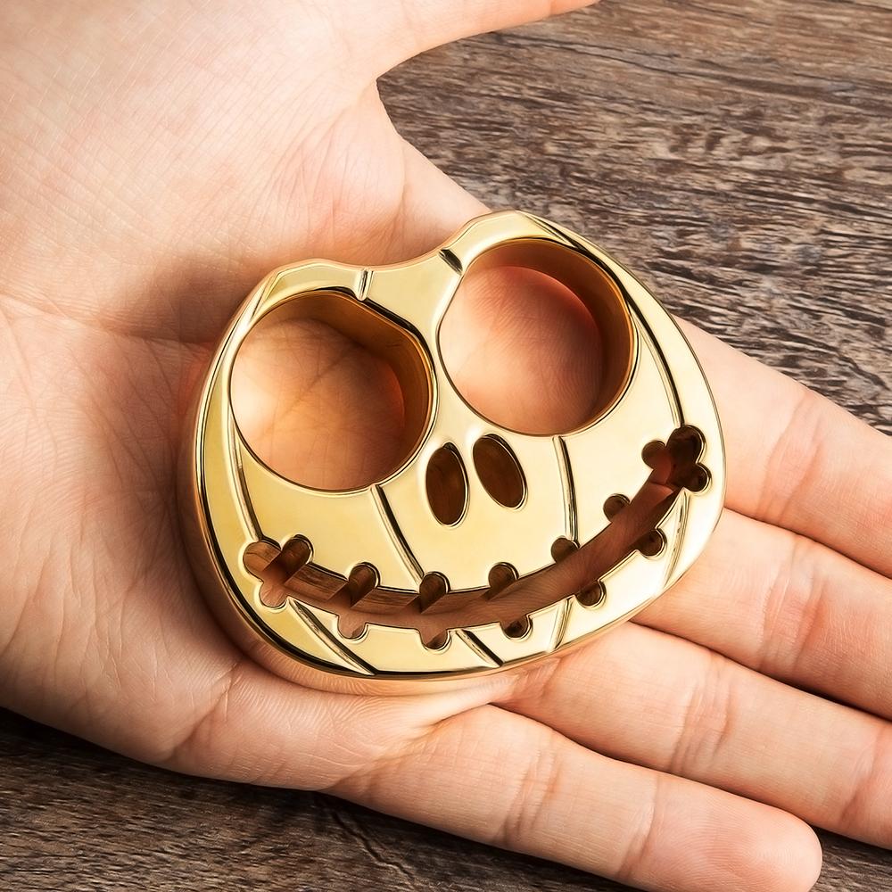 Full Brass Pumpkin Face Two Finger Brass Knuckles