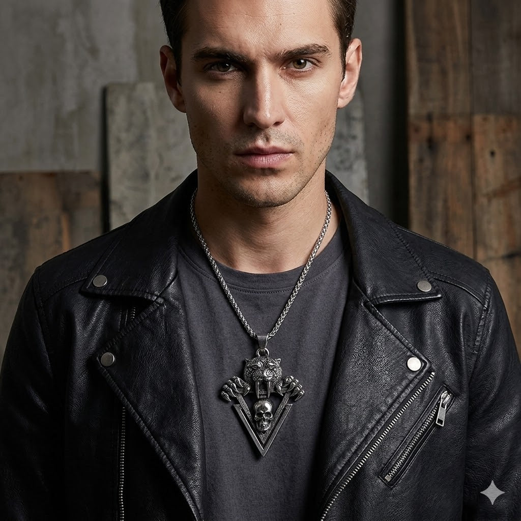 Domineering Tiger Claw Skull Necklace | Punk Street Jewelry