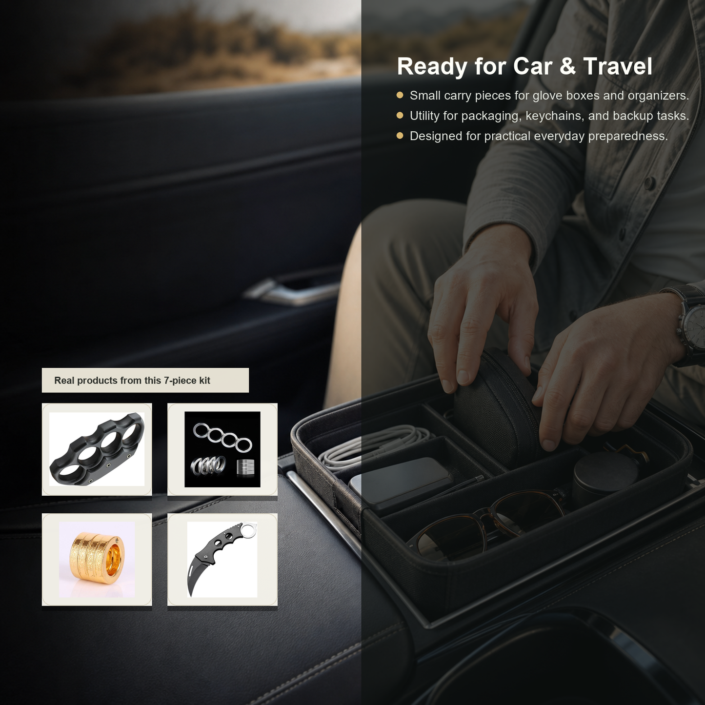 Work Bag EDC Kit car and travel use scene